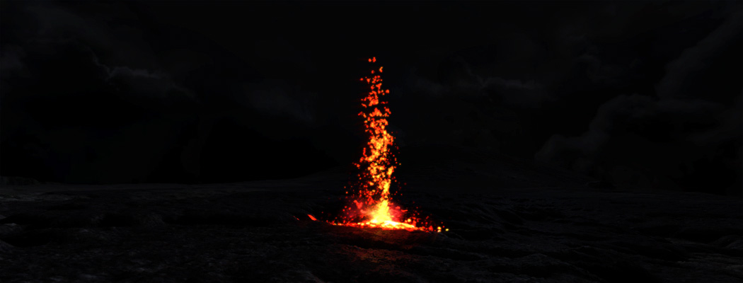 The same eruption seen by night